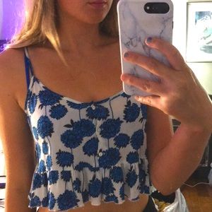 Floral tank top with adjustable straps